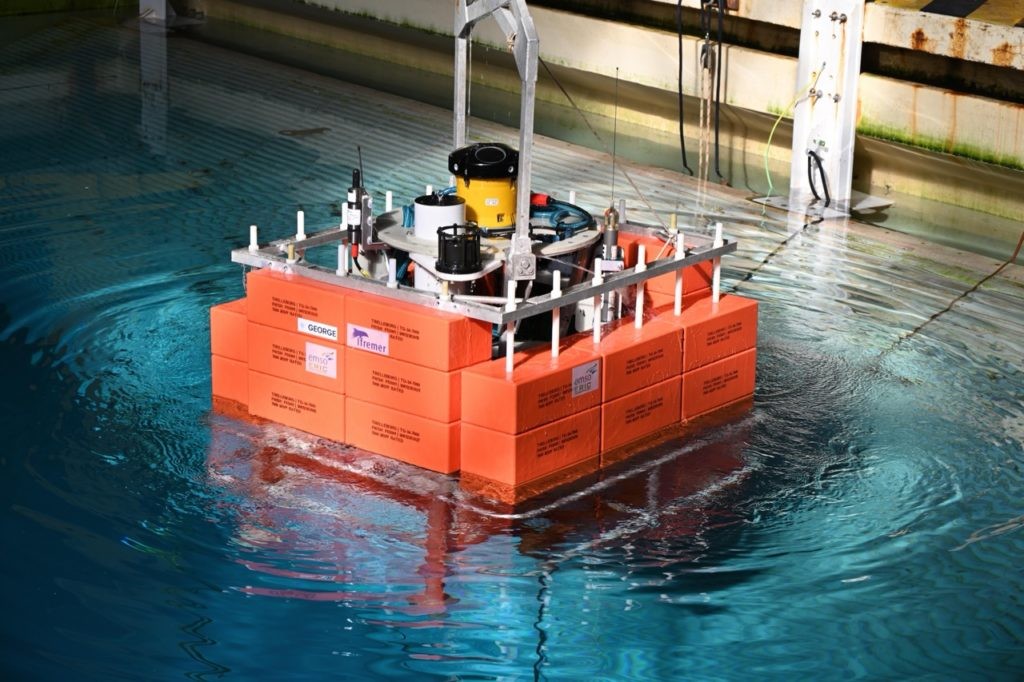 The EMSO Generic Instrument Module EGIM lander is another autonomous platform being deployed as part of the GEORGE project, here being tested ahead of the deployment. Sensors are also being deployed on a mooring, as part of the project.