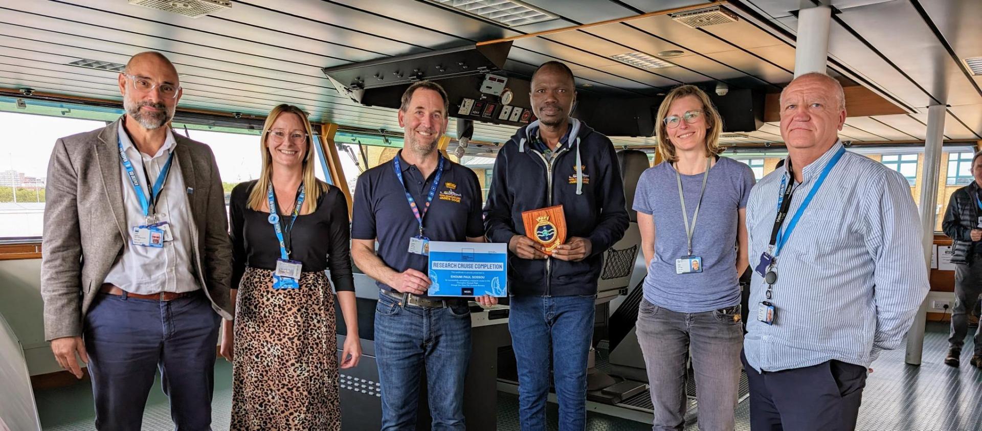 On the bridge of RRS James Cook