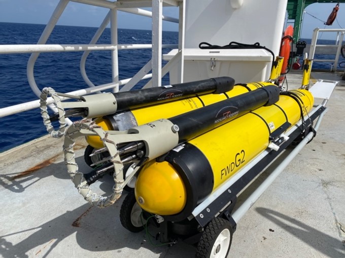 MicroRiders mounted on top of the gliders to sample the turbulent mixing
