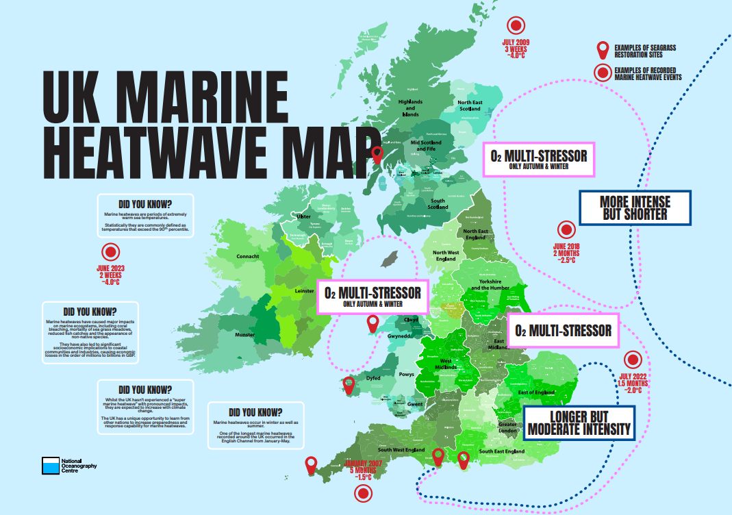 UK Marine heatwave map