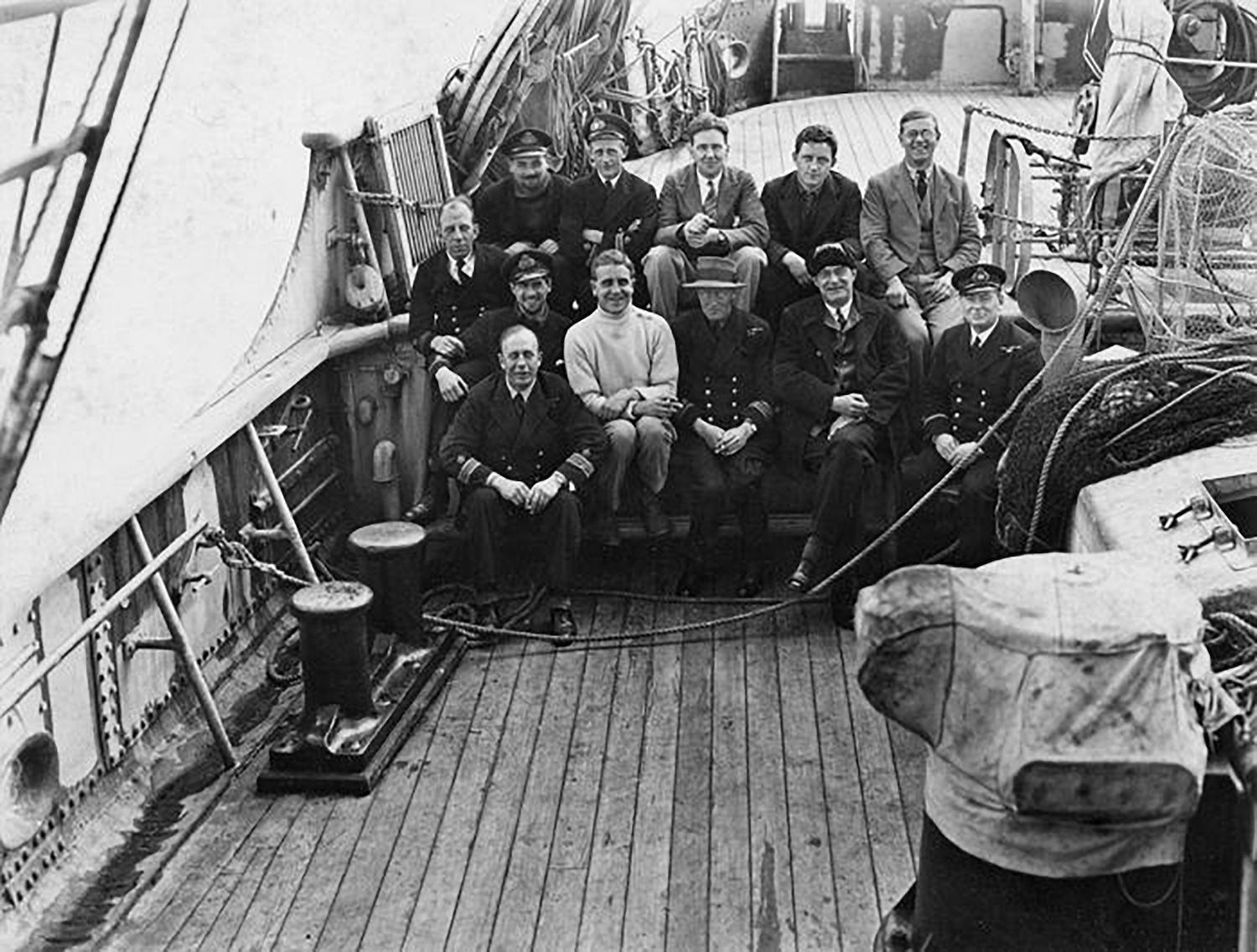 RRS Discovery (1925) scientific team and officers, Christmas Day 1930