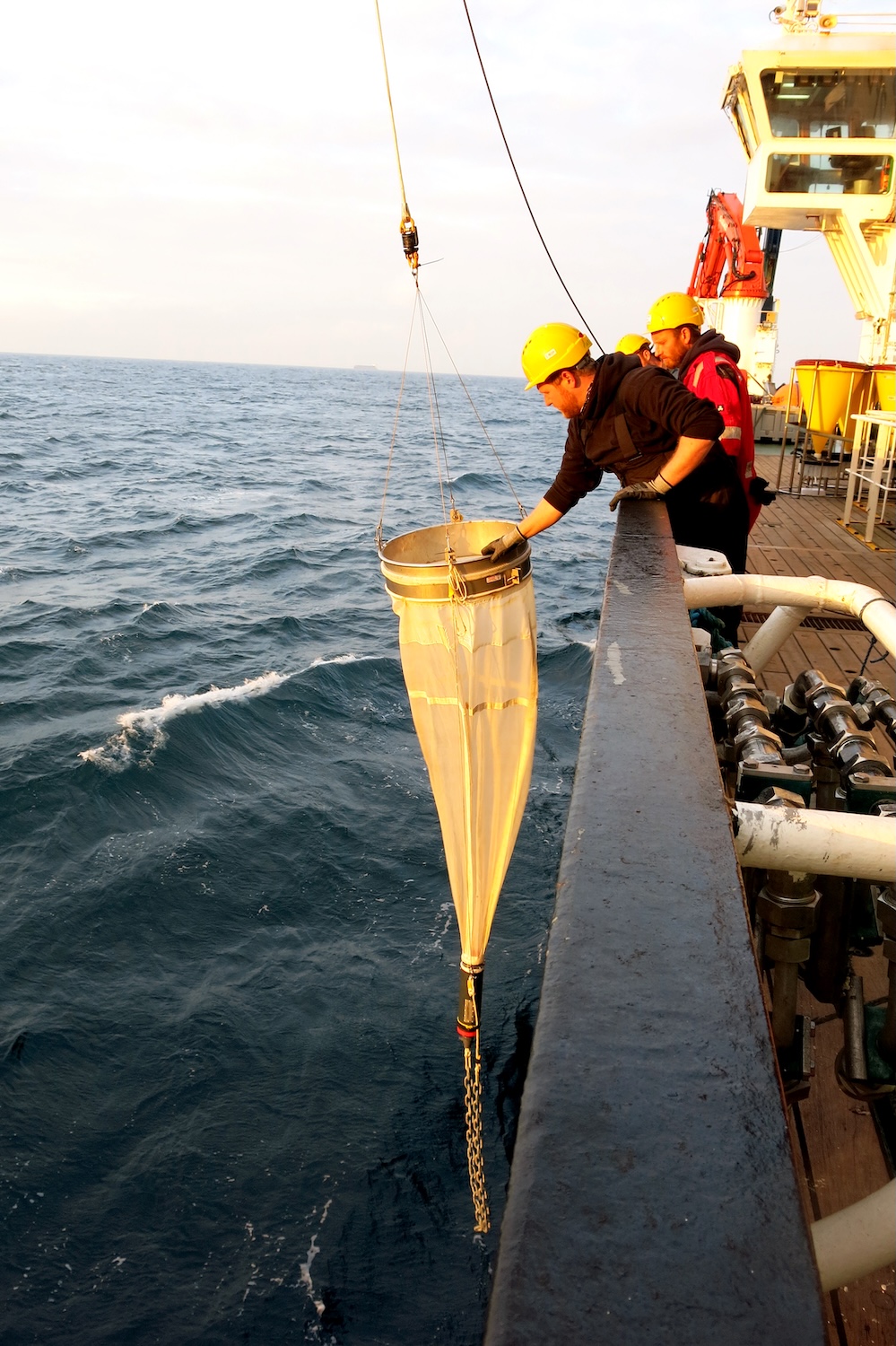 Vertical plankton net being used on RRS Discovery (2012)