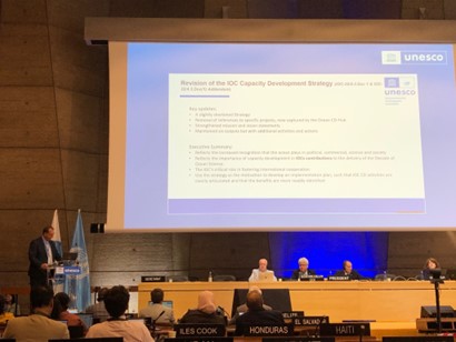 Alan Evans reporting to the Assembly as Chair of the Group of Experts on Capacity Development