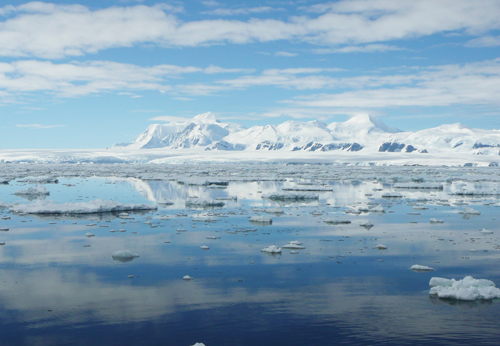 Sea ice and ice-covered mountains