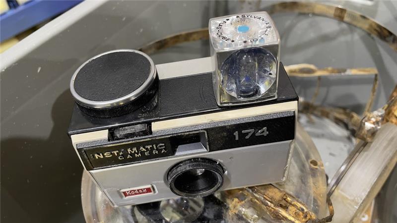 The camera inside the trap was still in good condition after 55 years underwater.