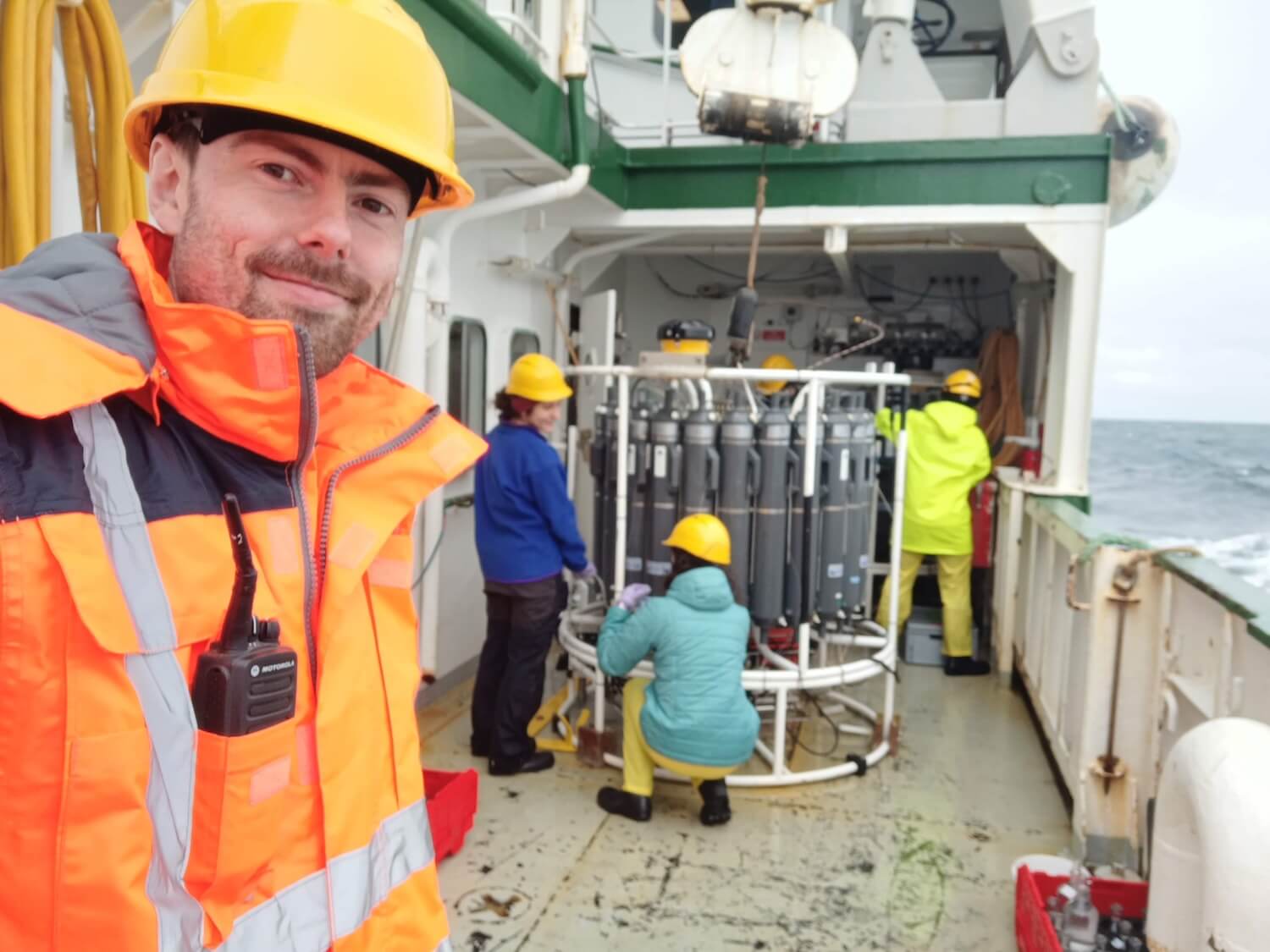 Co-chief scientist Dr Matt Clark overseeing CTD operations on the RV Celtic Explorer