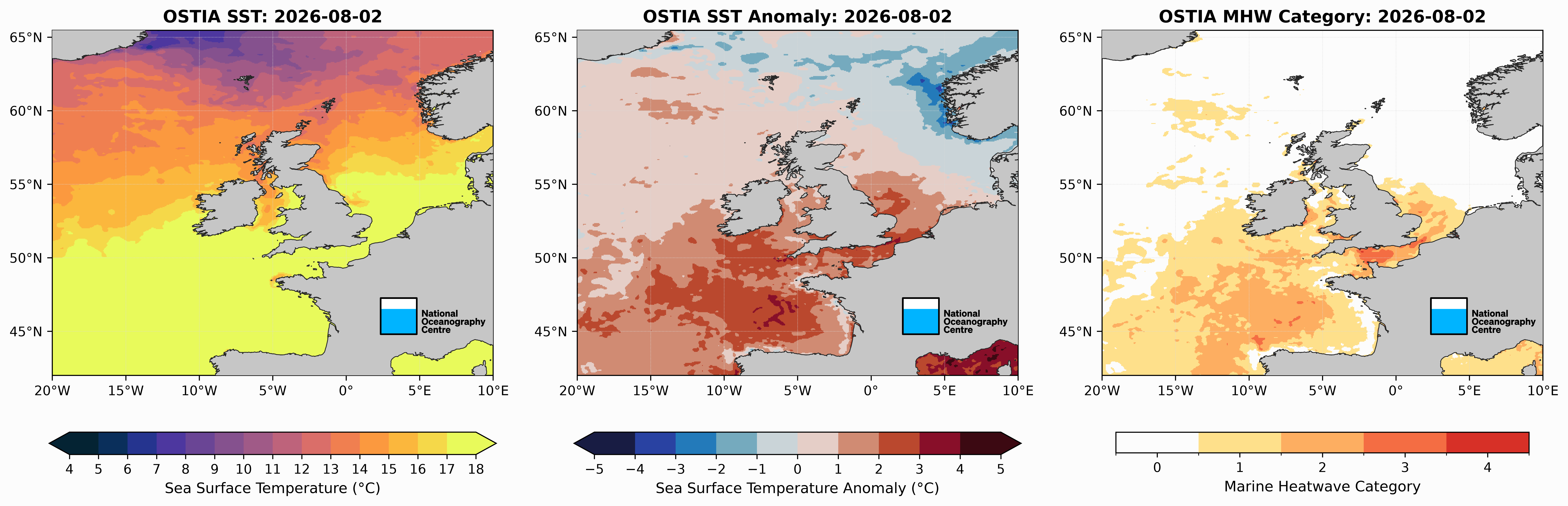 Sea Surface Temperatures as of 2 August 2026