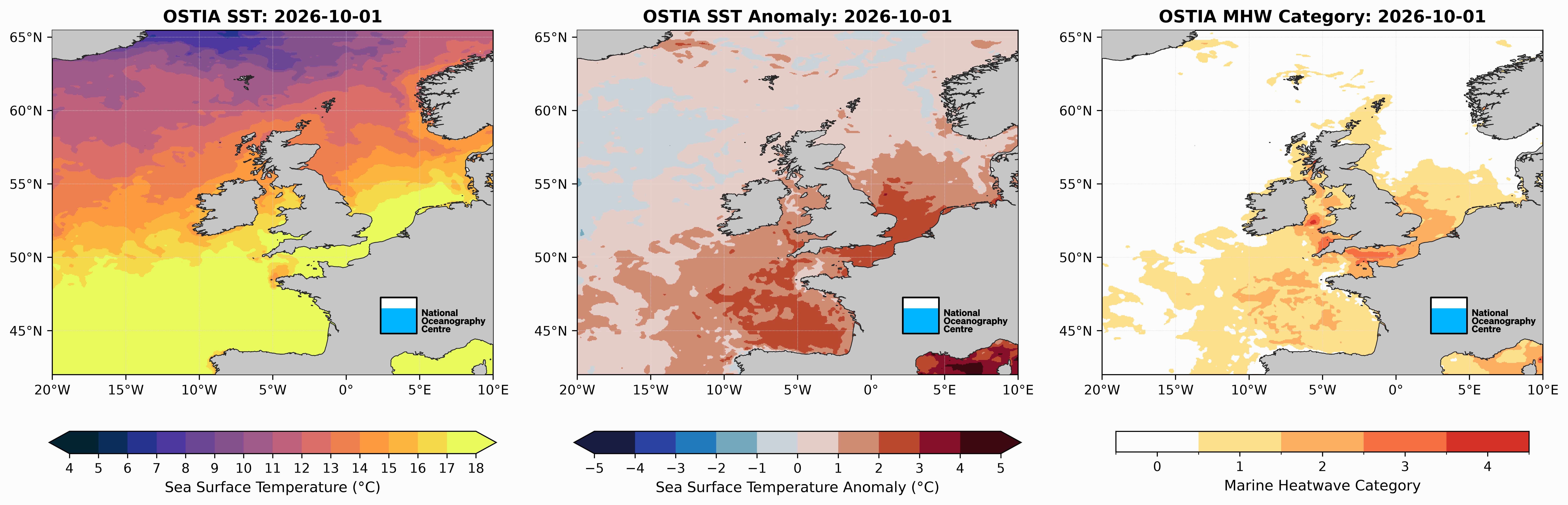 Sea Surface Temperature Maps for 1 October 2026