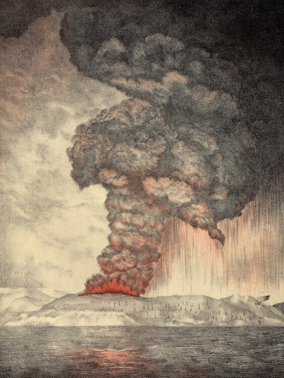 Krakatau Eruption Litograph (1883)