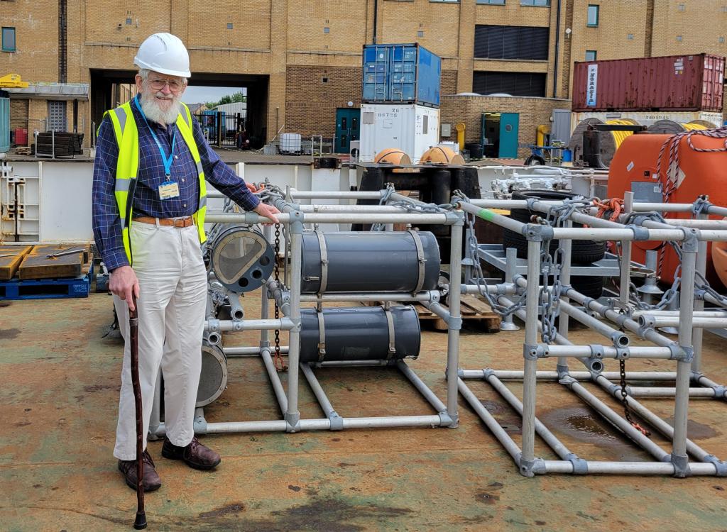 Mike Thurston with an amphipod trap