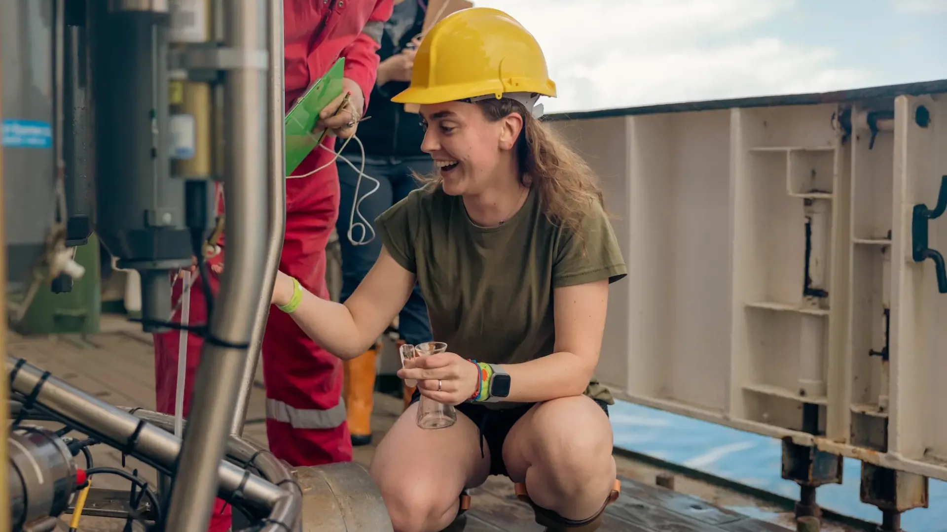 Researcher preparing equipment