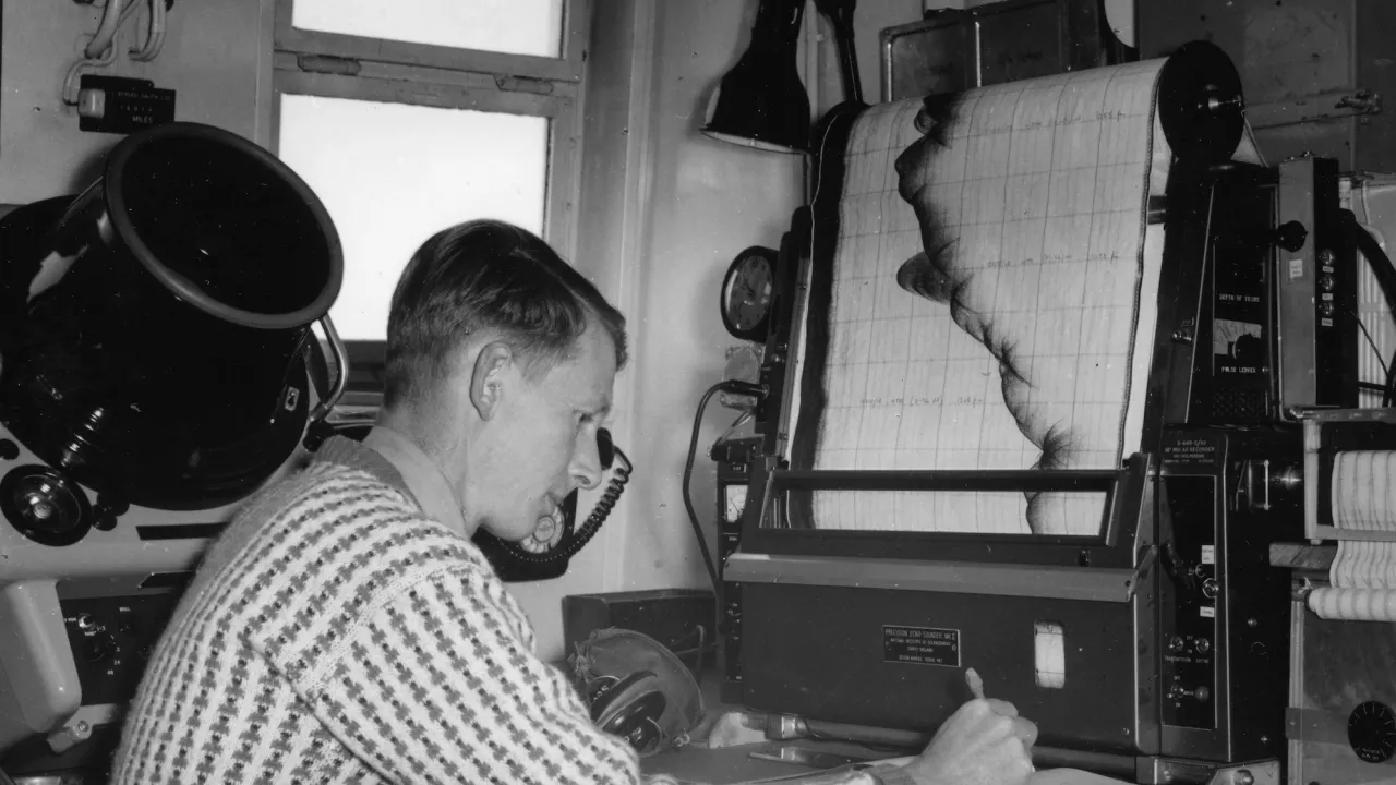 Scientist at work on RRS Discovery