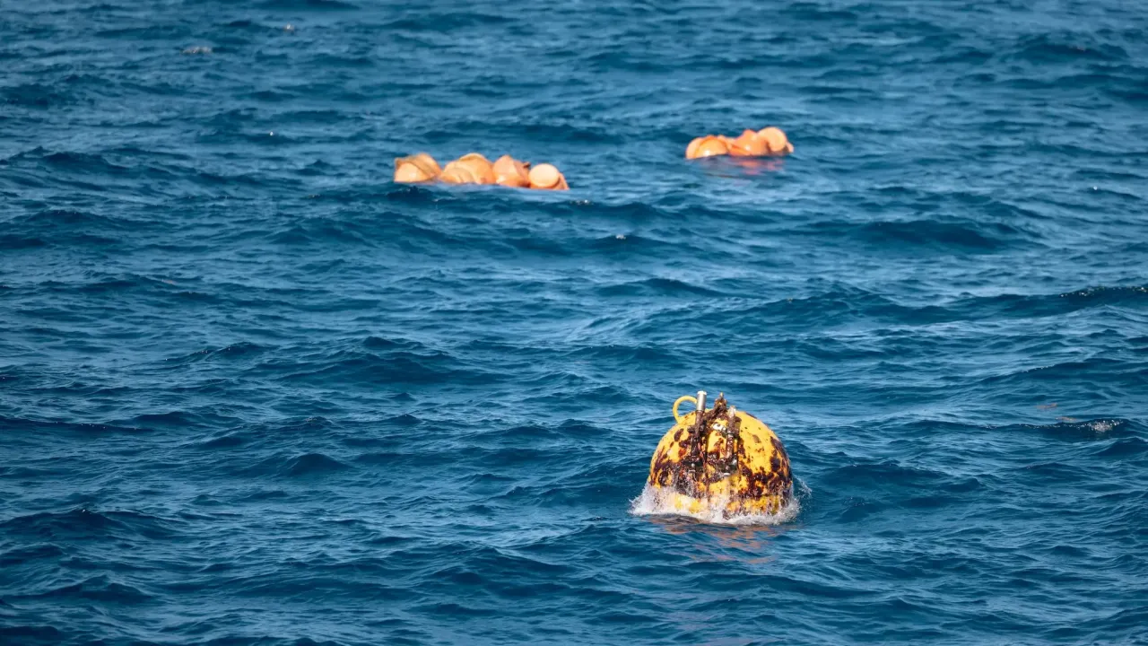 Moorings floating on the surface