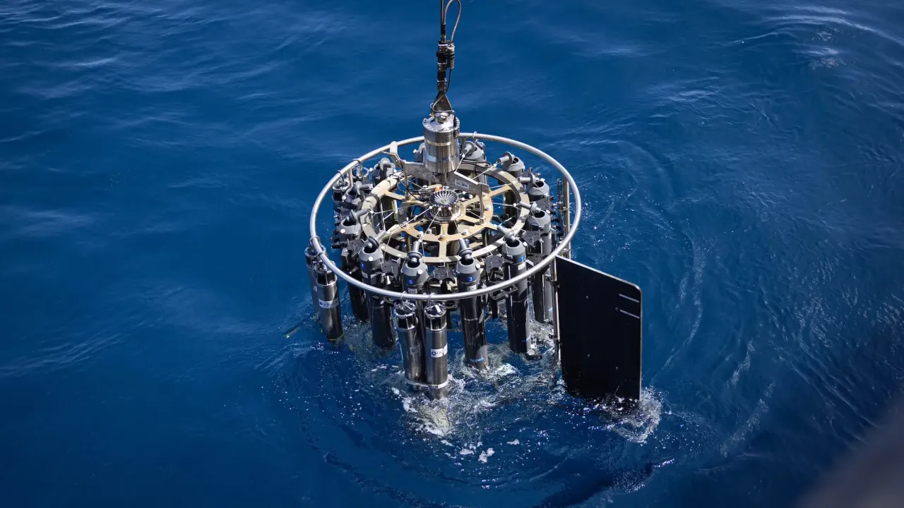 CTD being lowered into the water