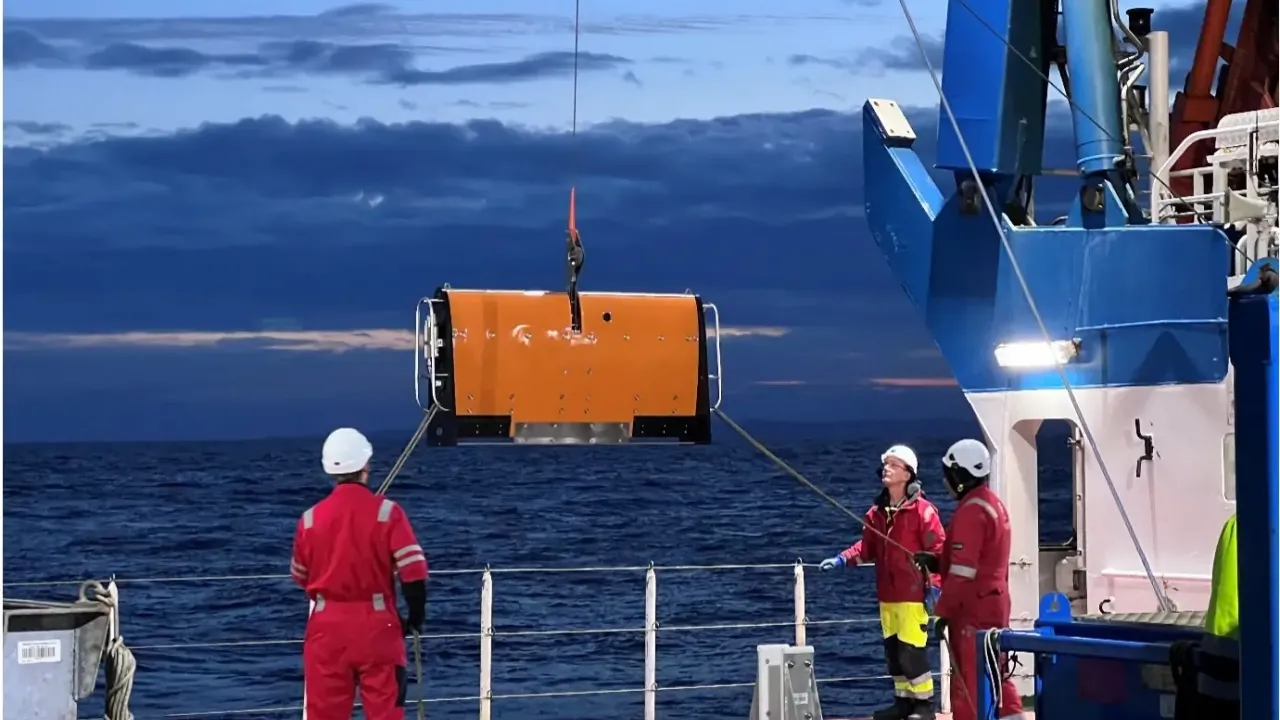 Towed undulating profiler being recovered from a deployment