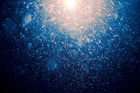 Marine snow falling in the depth of the ocean