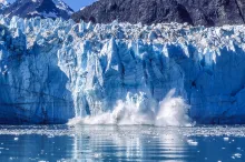 Ice wall collapsing into the ocean