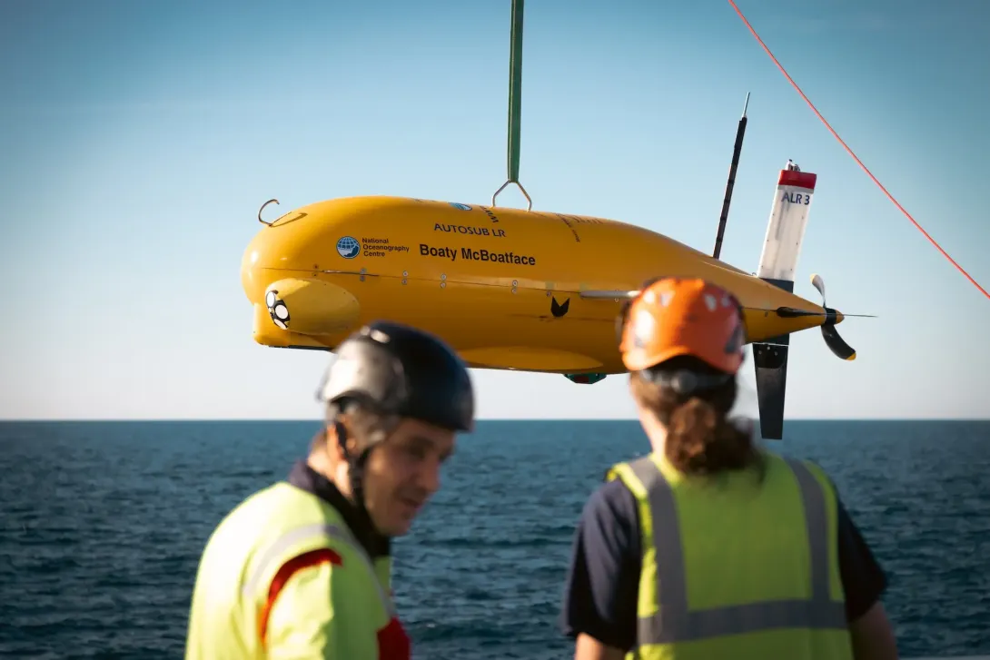 ALR being hoisted up ready for deployment
