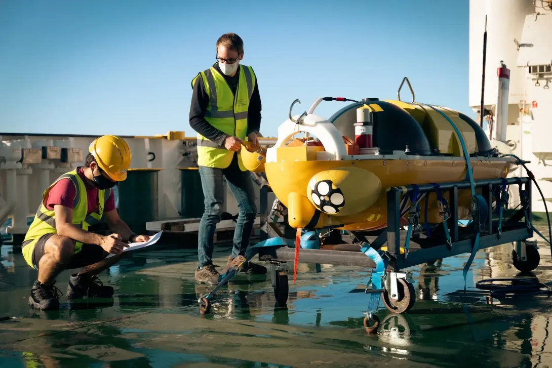 ALR being prepared by technicians on the back deck