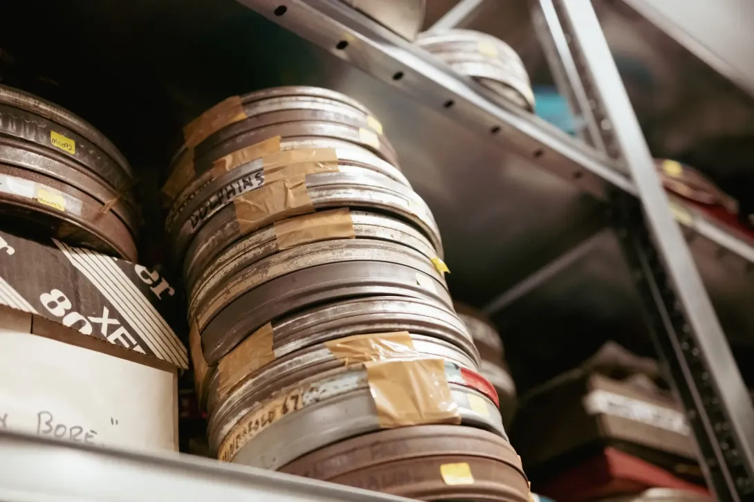 Film reels taken on scientific expeditions, stored in a temperature-controlled room