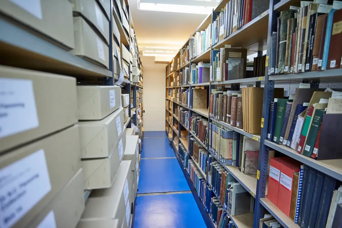 Shelves of documented material