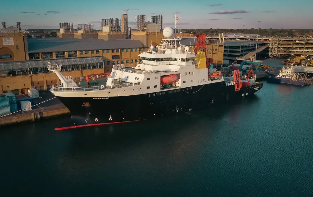 RRS James Cook dockside in Southampton
