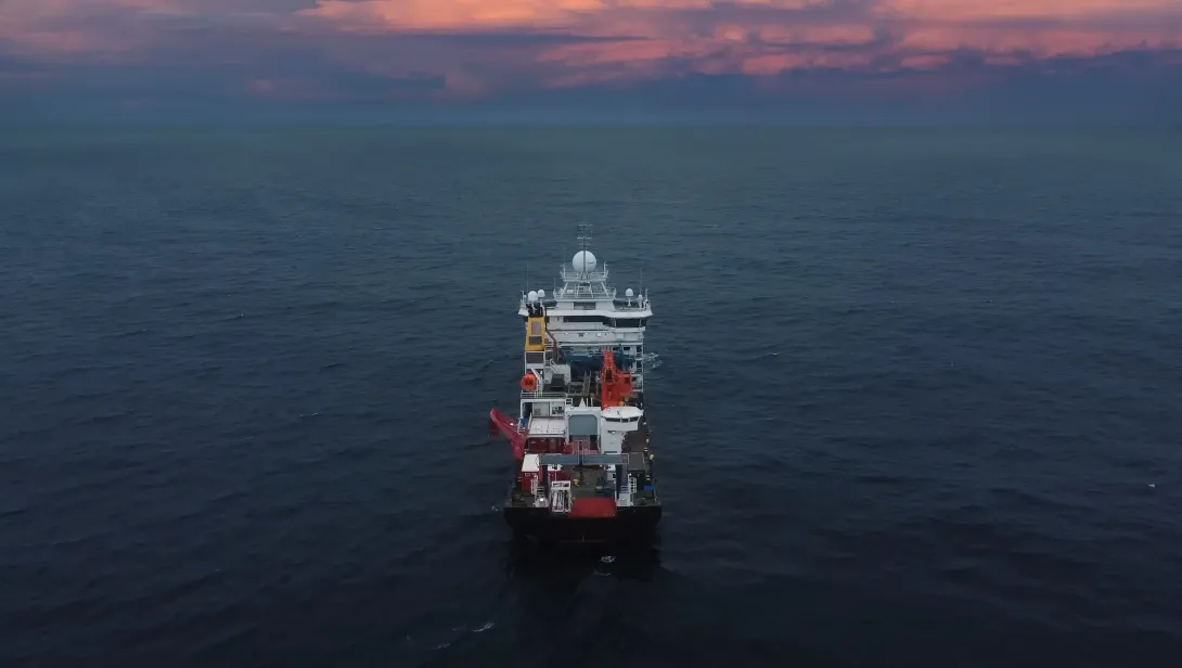 RRS James Cook sailing in the open ocean