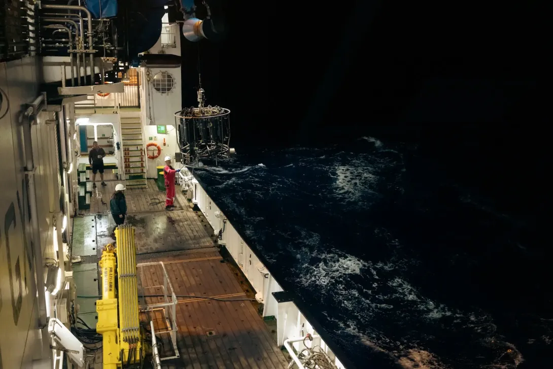 CTD being recovered at night