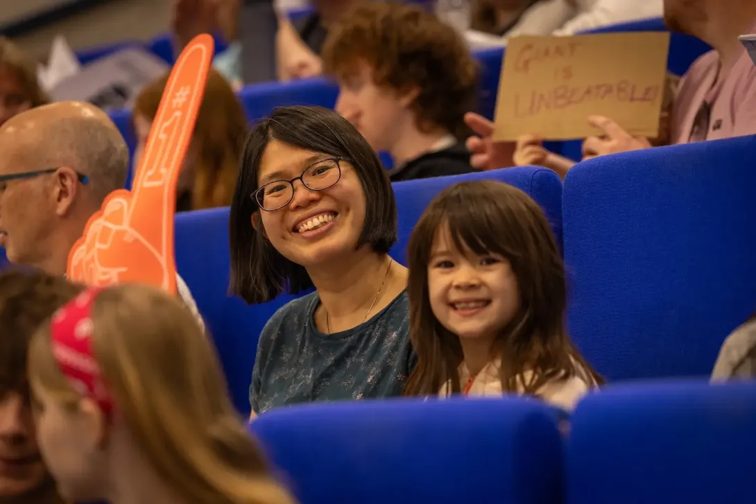 Family enjoying an interactive talk